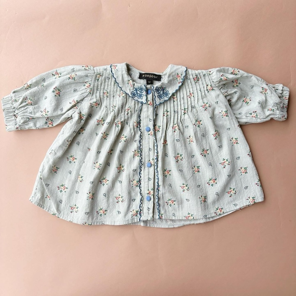 Bonjour smocked floral blouse toddler size 1-2t